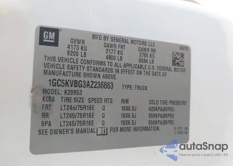 2010 Chevrolet Silverado 2500Hd Work Truck from USA, damaged, VIN 1GC5KVBG3AZ236663